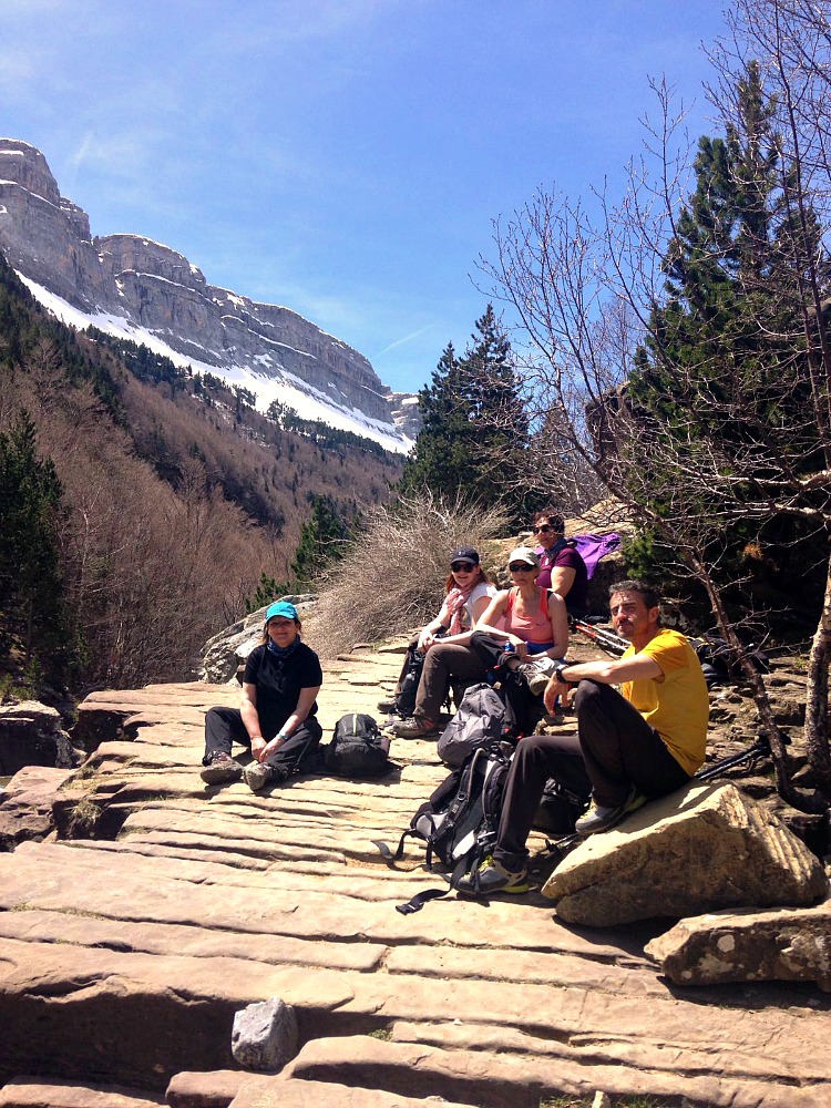 A group walking in the Ordesa National Park on Yoga Meditation Retreat Spain