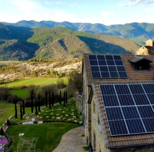 A photo of our photovoltaic panels on the roof of the house all part of our responsible travel philosophy