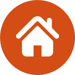 An orange icon with a white house representing stay in comfort on our Cooking Holidays Spain in the Spanish Pyrenees with Aragon Active