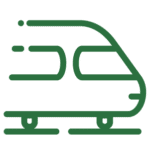 An icon of a train highlighting the section on travel by train on our How to Get Here page with Aragon Active small group holidays in the Pyrenees