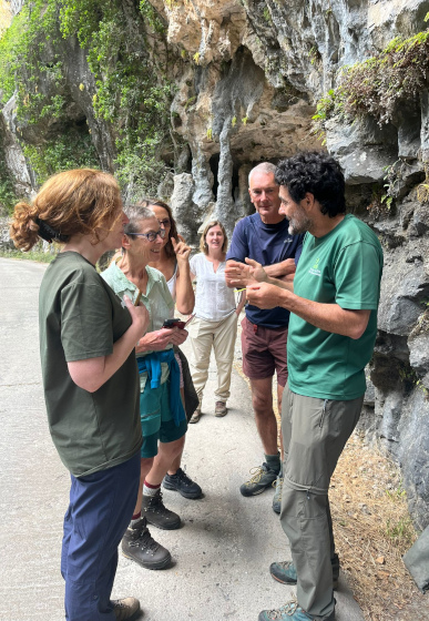 A group talking Spanish to a guide on our Spanish Language Holiday in the Spanish Pyrenees on Activity Holidays in Spain with Aragon Active