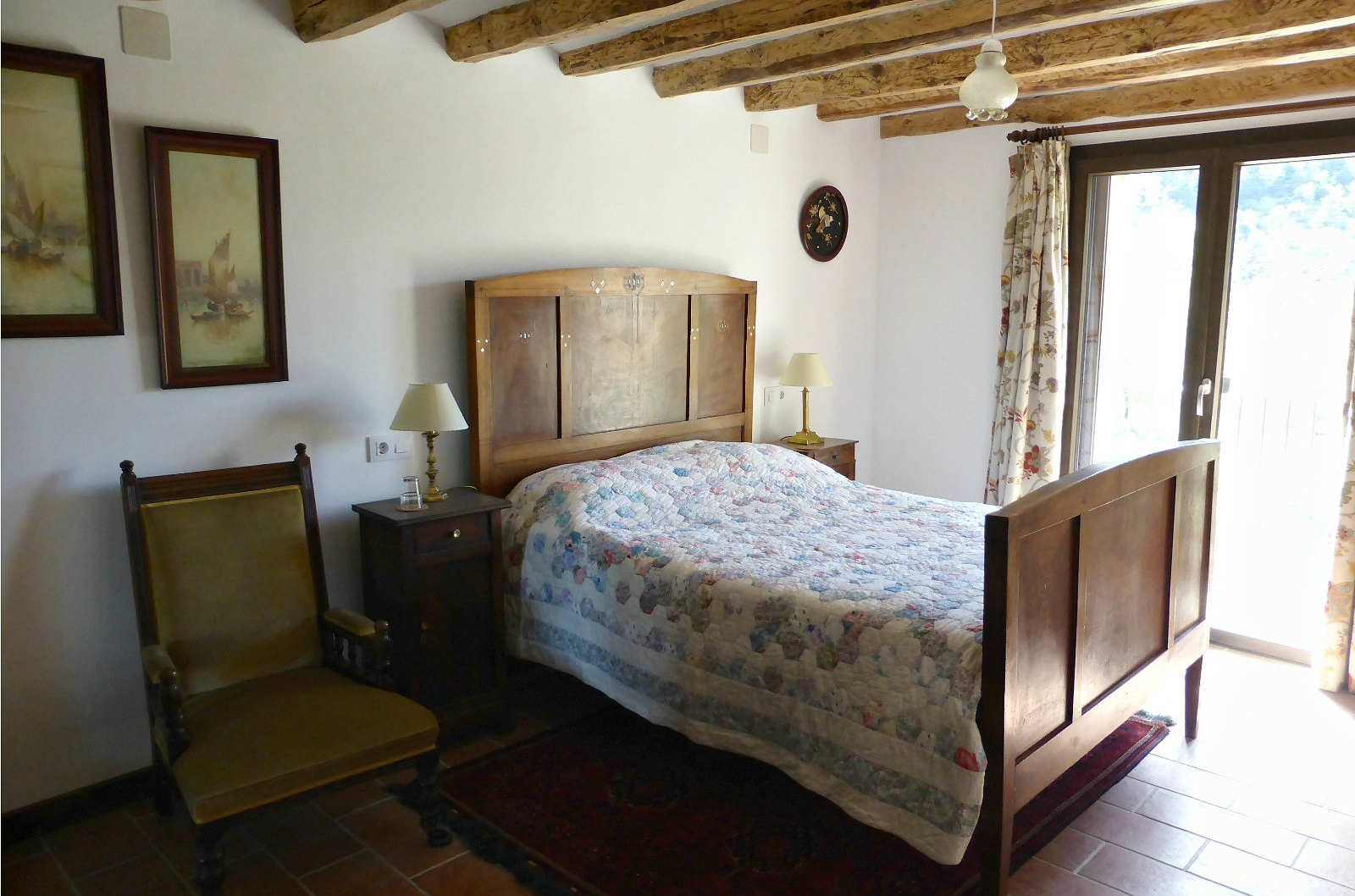 A double bedroom with ensuite in our farmhouse on our Trail Running Holiday with Aragon Active small group holidays