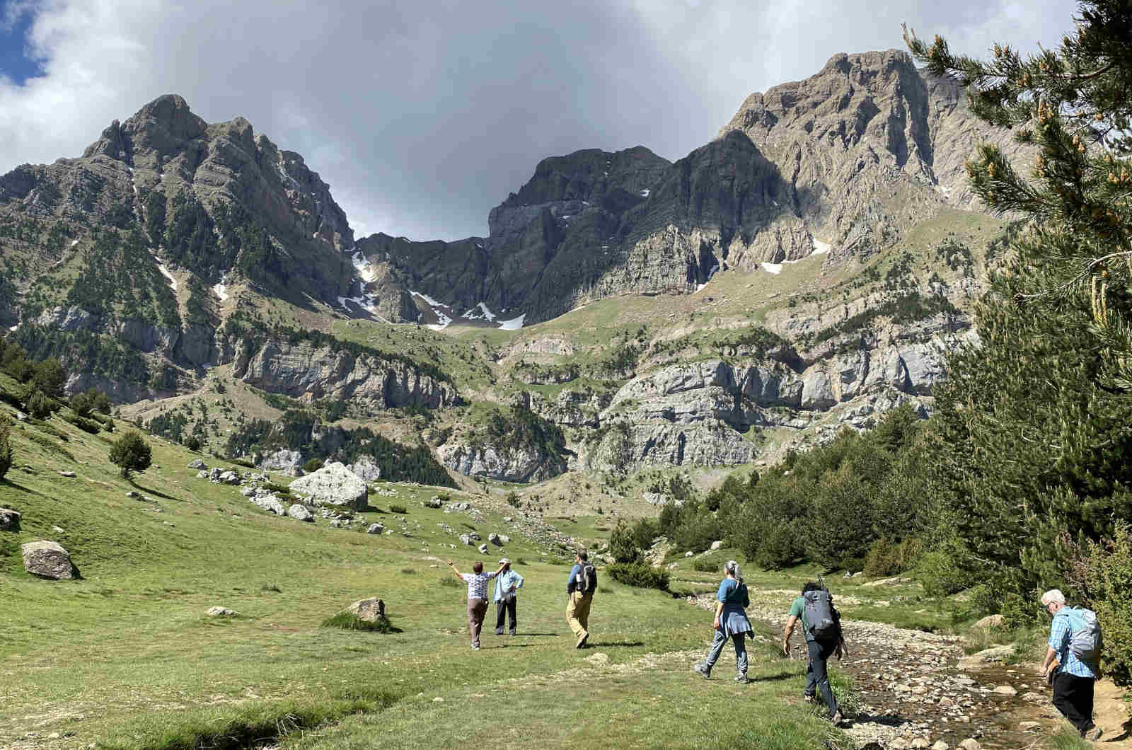 A group on a guided hike on our Cooking Holidays Spain in the Spanish Pyrenees with Aragon Active