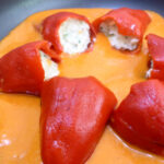 A close up of a Spanish dish of stuffed peppers with cod on our cultural and gastronomy holiday Spain with Aragon Active small group holidays