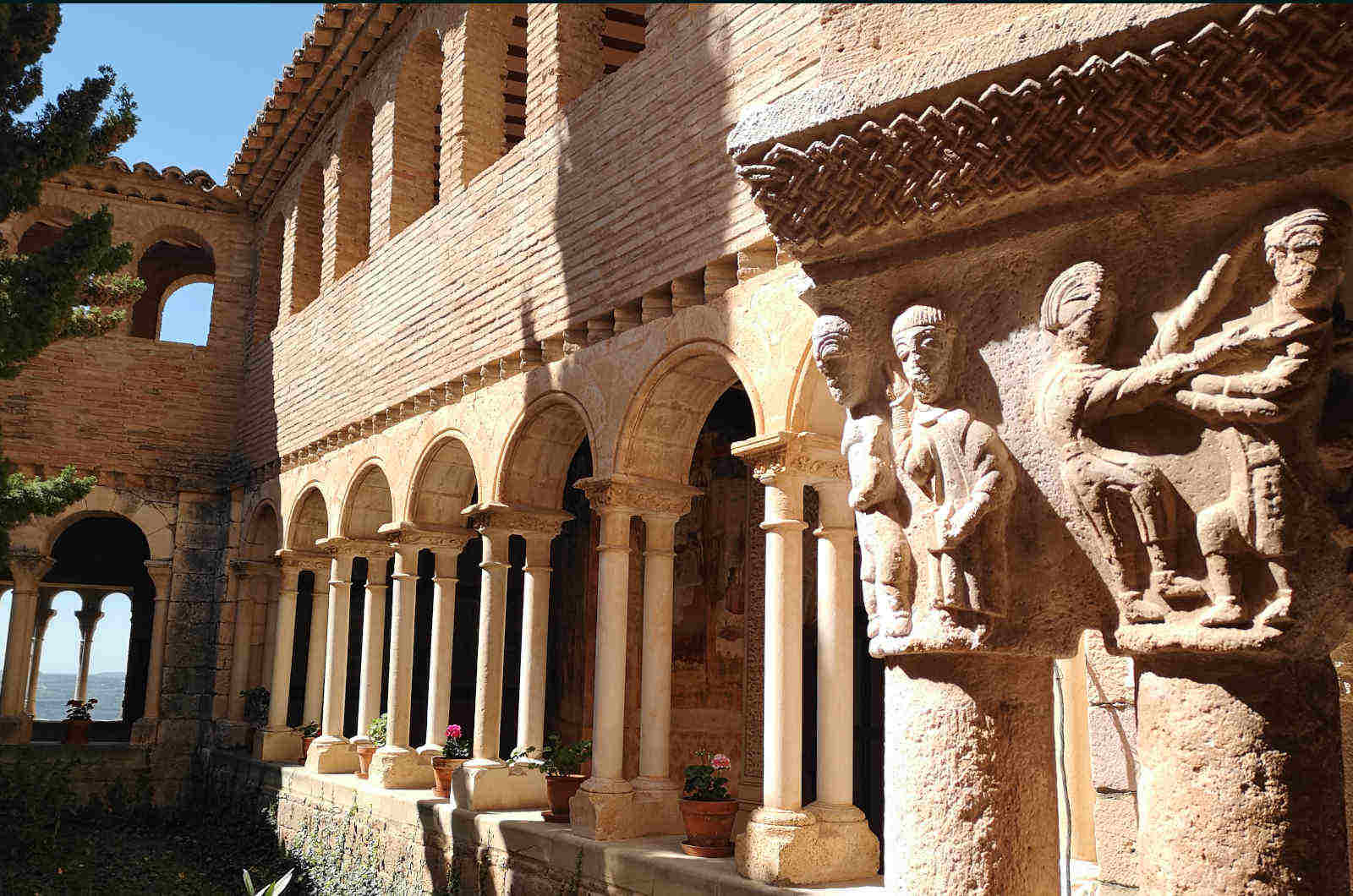 A photo of the capitals in the cloisters at Alquézar on the Culture and Gastronomy Holidays Spain with Aragon Active small group holidays