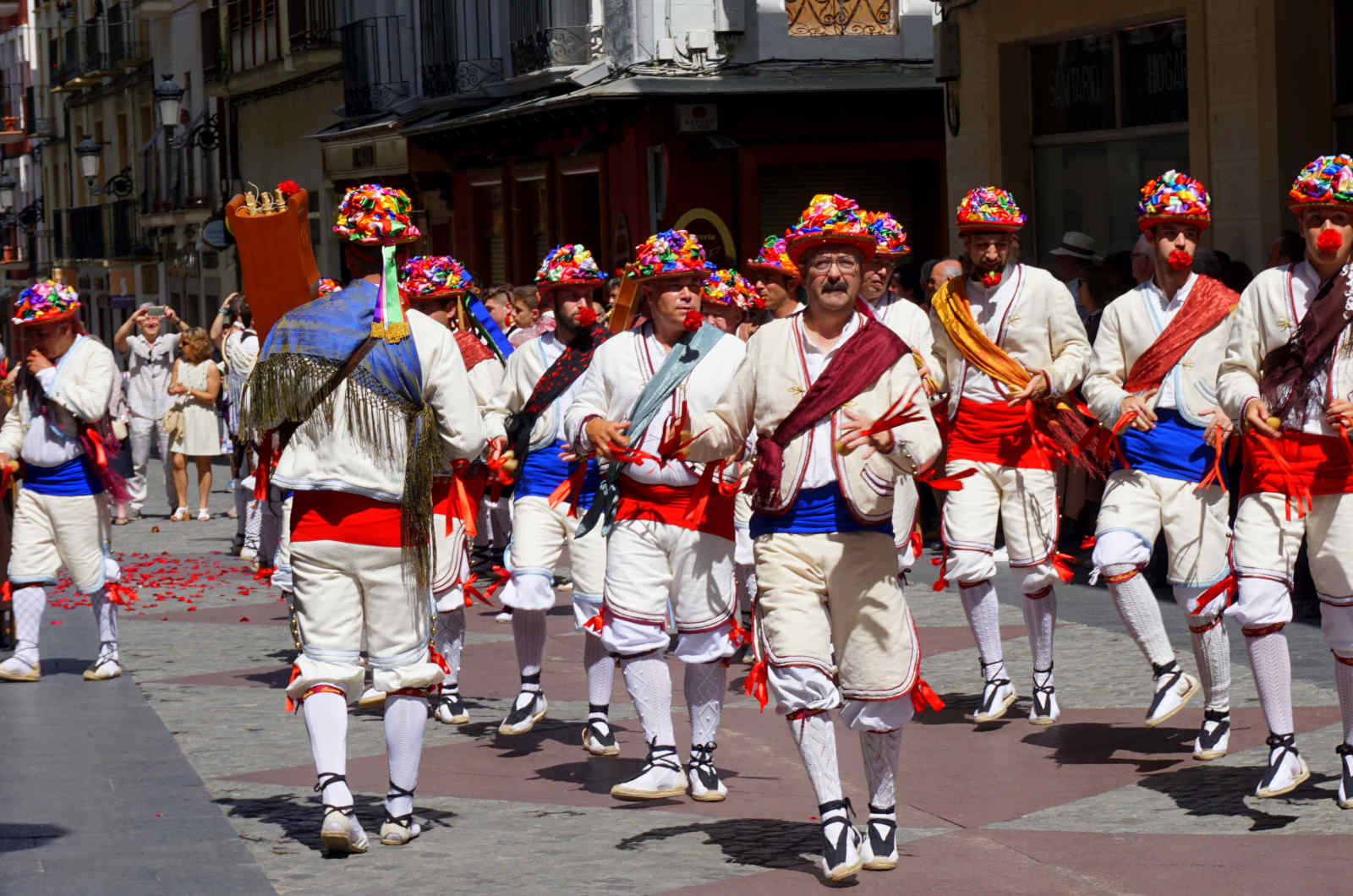 A group of traditional dancers performing in a local town on the Culture and Gastronomy Holidays Spain with Aragon Active small group holidays