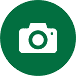 A green icon with a white camera representing the fact that we are photographer friendly on our Birding Holidays Spain in the Spanish Pyrenees with Aragon Active