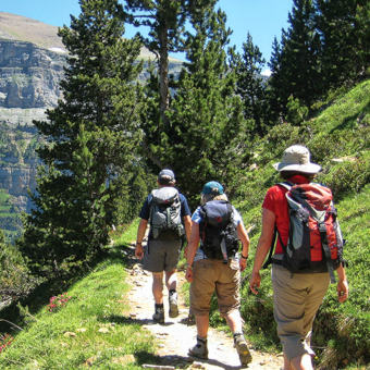 Walkers in the Ordesa National Park in the Spanish Pyrenees on Activity Holidays in Spain with Aragon Active