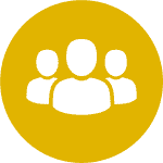 A gold icon with 3 people in white illustrating the group size is small on the Culture and Gastronomy Holidays Spain with Aragon Active small group holidays in the Spanish Pyrenees