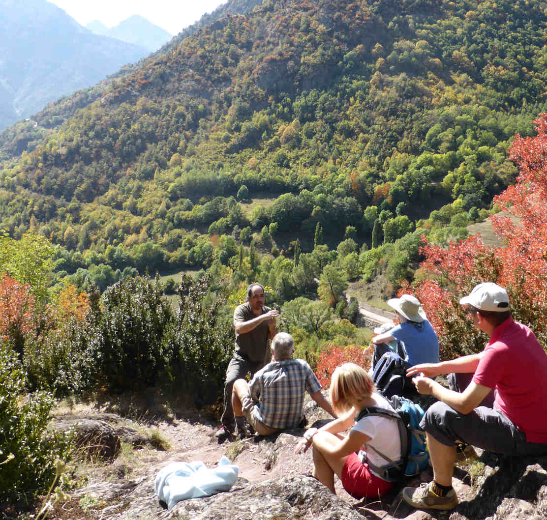 A group of students having a lesson in the mountains on our Spanish Language Walking Holidays