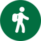 A green icon with a white hiker the icon for our Guided walking Holidays in Spain with Aragon Active small group holidays
