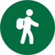 A green icon with a white hiker the icon for our Guided walking Holidays in Spain with Aragon Active small group holidays