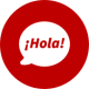 An red icon with the word "hola" representing our Spanish Language Walking Holidays with Aragon Active small group holidays