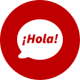 An red icon with the word "hola" representing our Spanish Language Walking Holidays with Aragon Active small group holidays